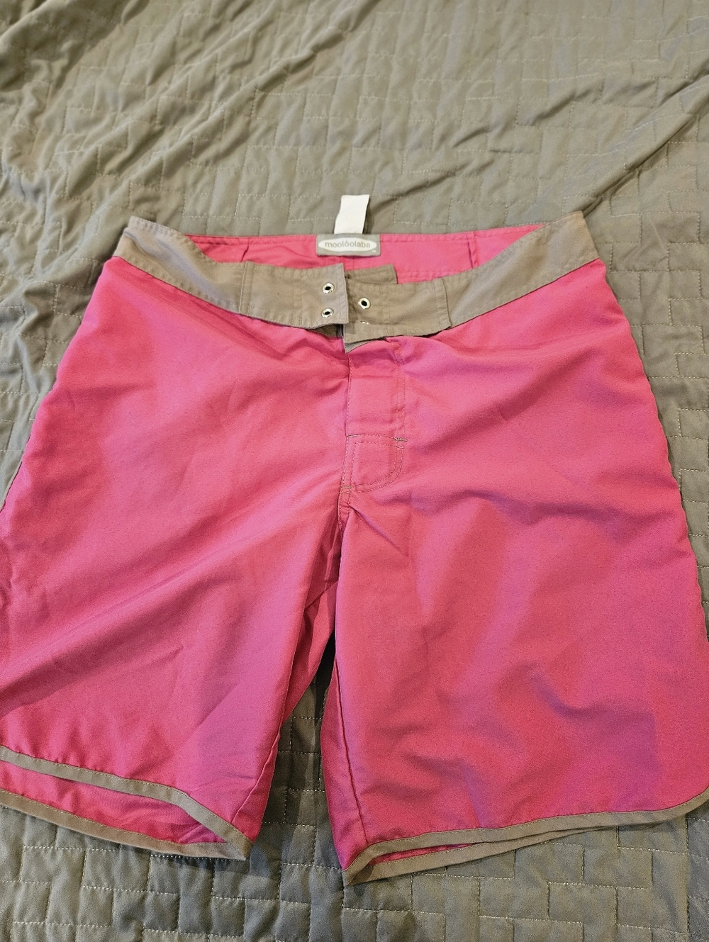Moolooaba Pink Swim Shorts with Taupe Trim Medium 8-10